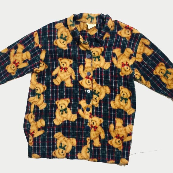 Unique Vintage Sweaters - Vintage Teddy Bear Plaid Coat Shirt Holiday Christmas Hanukkah Teddy Fresh Cute